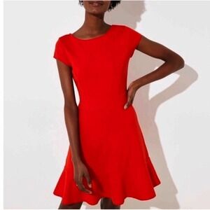 LOFT Red‎ Cap Sleeve Fit and Flare Dress Women's Size 2